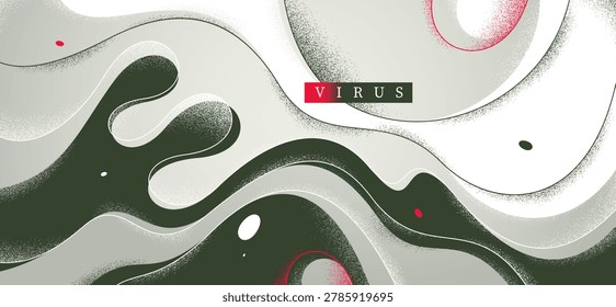 Microscopic look like vector abstract background, curvy lines in motion abstraction wallpaper, fluid lines and textures dynamic curves, lifeform microorganism.