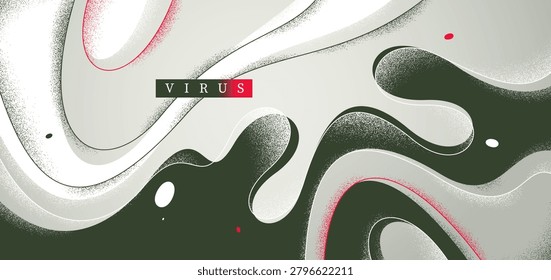 Microscopic look like vector abstract background, curvy lines in motion abstraction wallpaper, fluid lines and textures dynamic curves, lifeform microorganism.