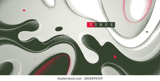 Microscopic look like vector abstract background, curvy lines in motion abstraction wallpaper, fluid lines and textures dynamic curves, lifeform microorganism.