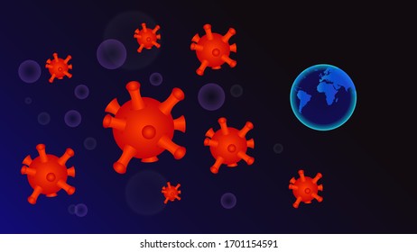 virus de corona roja microscópica en el espacio