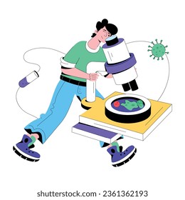 Ilustración de investigación microscópica en estilo plano 