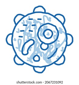 Microscopic Round Bacterium sketch icon vector. Hand drawn blue doodle line art isolated symbol illustration