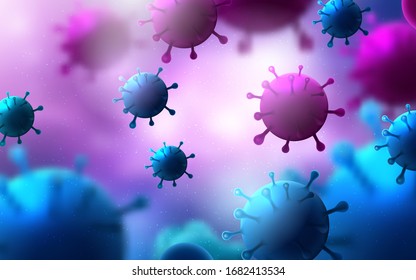 Microscopic view of Coronavirus, a pathogen that attacks the respiratory tract. Vector Illustration