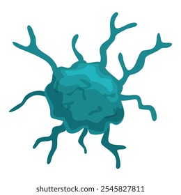 Vista microscópica de un virus o bacteria peligroso que extiende sus tentáculos, lo que potencialmente representa una amenaza para la salud