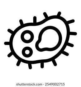 Vista microscópica de un virus o bacteria peligroso que muestra su núcleo y cilios, causando enfermedades