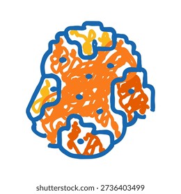 Microscopic view illustrating a malignant cancer tumor cell cluster with active proliferation, showing uncontrolled growth and cellular division associated with various diseases and illnesses