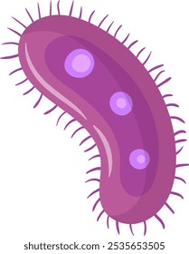 Microscopic view of a purple bacterium with cilia, highlighting its cellular structure and potential role in microbiology and disease