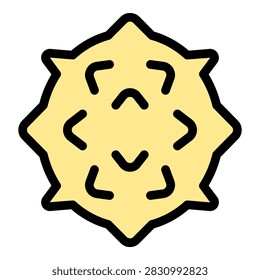 Microscopic view of a round yellow virus or bacteria showing antigens