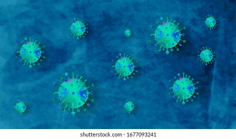 Microscopic view of Wuhan corona virus. Abstract background covid19.