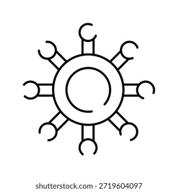 Microscopic virus or bacteria cell showing radial spikes, representing a pathogen causing infection, disease, and potential pandemic in global health crises