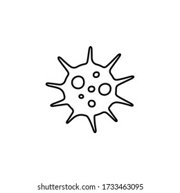Microscopic virus icon. Disease pathogen, coronavirus infection symbol. Bacteria, microbe sign. Microbiology, germs, cell biology concept. Line icon design for modern web and mobile concept. 