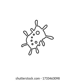 Microscopic virus icon. Disease pathogen, coronavirus infection symbol. Bacteria, microbe sign. Microbiology, germs, cell biology concept. Line icon design for modern web and mobile concept. 