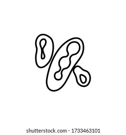 Microscopic virus icon. Disease pathogen, coronavirus infection symbol. Bacteria, microbe sign. Microbiology, germs, cell biology concept. Line icon design for modern web and mobile concept. 