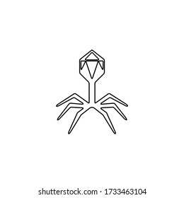Microscopic virus icon. Disease pathogen, coronavirus infection symbol. Bacteria, microbe sign. Microbiology, germs, cell biology concept. Line icon design for modern web and mobile concept. 