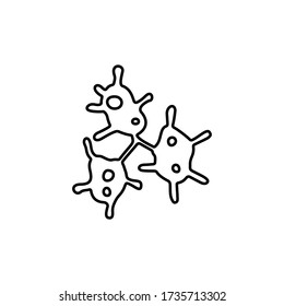 Icono de virus microscópico. Patógeno de la enfermedad, símbolo de infección por coronavirus. Bacterias, señal de microbio. Microbiología, gérmenes, concepto de biología celular. Diseño de iconos de línea para el concepto moderno de web y móvil. 