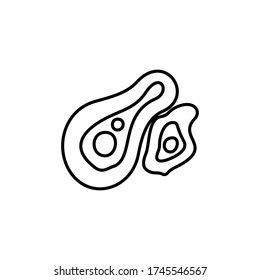 Icono de virus microscópico. Patógenos de enfermedades, signos de bacterias. Microbiología, gérmenes, concepto de biología celular.  