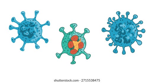 microscopic virus particles set scientific medical illustration