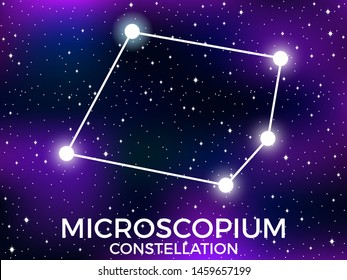 Microscopium constellation. Starry night sky. Cluster of stars and galaxies. Deep space. Vector illustration