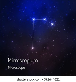 Microscopium (Microscope) constellation in the night starry sky. Vector illustration