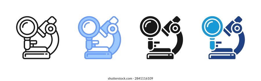 Microscopy icon set multiple style collection