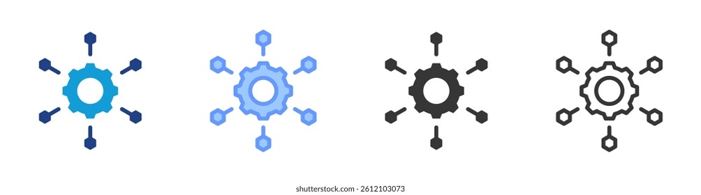 Microservice icon set multiple style collection