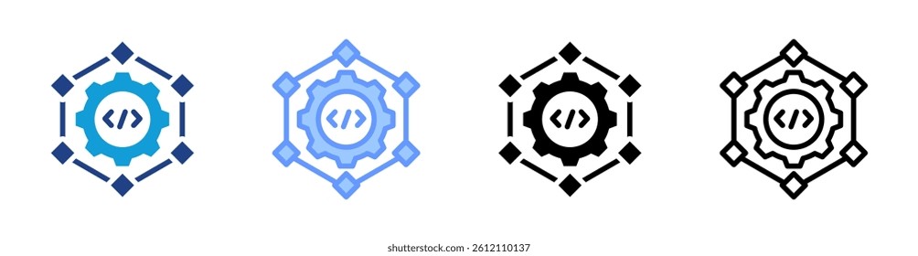 Microservice icon set multiple style collection