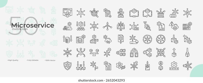 Microservice Line Editable Icons set. Vector illustration in modern thin line style of microservice icons: service, micro, help, etc