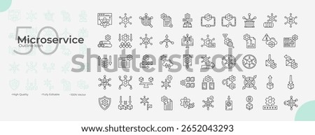Microservice Line Editable Icons set. Vector illustration in modern thin line style of microservice icons: service, micro, help, etc