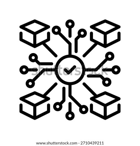Microservices Blocks Line Icon, Outline Symbol for Modular Architecture, Decoupled Systems, Component Structure, Application Stack, and Service Independence. Vector Sign Icon.