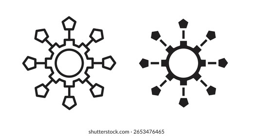 Icono de microservicios, signo de Vector de contorno, pictograma de estilo lineal y sólido aislado en blanco.