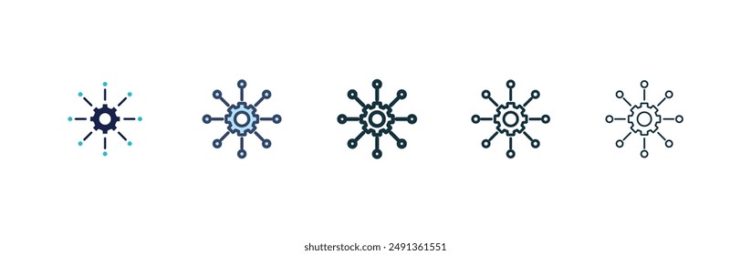Conjunto de iconos de microservicios sobre fondo blanco