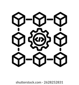 Ícone Linear Do Vetor Microservices No Plano De Fundo Branco.