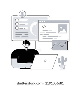 Microsite development abstract concept vector illustration. Microsite web development, small internet site, graphic design service, landing page, software programming team abstract metaphor.