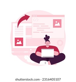 Microsite development abstract concept vector illustration. Microsite web development, small internet site, graphic design service, landing page, software programming team abstract metaphor.