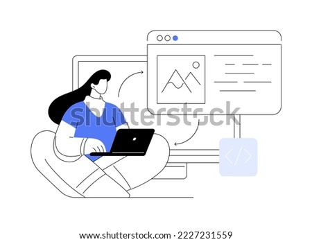Microsites abstract concept vector illustration. Corporate website, web development service, mobile site design, menu bar element, programming, company page, microsite interface abstract metaphor.