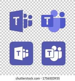 Логотип Microsoft Teams, символ приложения для удаленной работы, набор значков Microsoft Teams. Команды Microsoft, также называемые просто командами.
