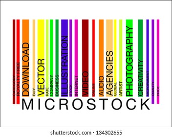 MICROSTOCK  word concept in barcode with supporting words, modern, concept, vector