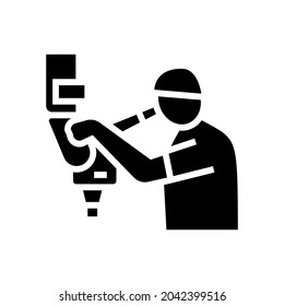 microsurgery doctor work glyph icon vector. microsurgery doctor work sign. isolated contour symbol black illustration