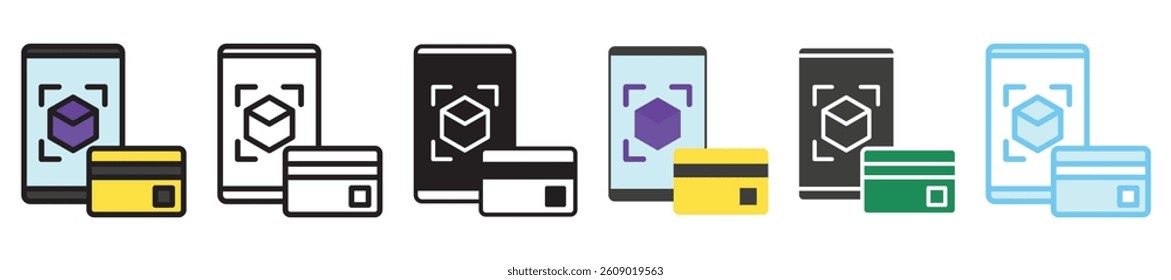 Microtransaction multi style, mini illustration icon set. outline, flat, glyph, line color, UI, UX, app and web, digital or print. vector EPS 10 related to payment service, economy, ecommerce, market