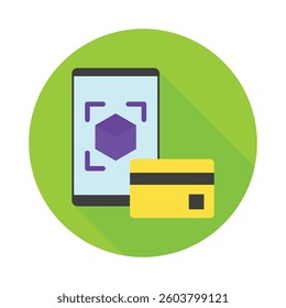 Microtransaction rounded flat mini illustration color icon, use for economy, business, finance, ecommerce, payment service UI, UX kit, app and web development, digital or print.