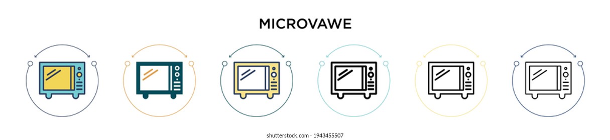 Microvawe icon in filled, thin line, outline and stroke style. Vector illustration of two colored and black microvawe vector icons designs can be used for mobile, ui, web