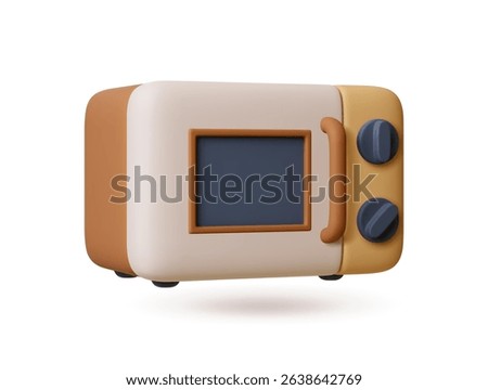 Microwave 3d icon. Isolated oven realistic style. Household appliance, kitchen equipment for quick food heating. Trendy rendering vector design