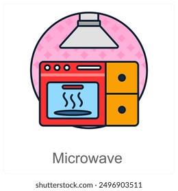 Concepto de icono de microondas y electrodomésticos