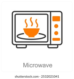 Concepto de icono de microondas y electrodomésticos