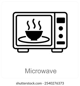 Conceito de micro-ondas e ícone de equipamento