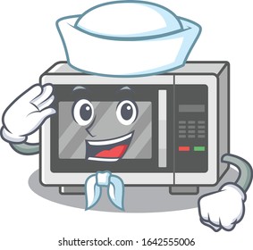 Microwave cartoon in concept Sailor wearing hat