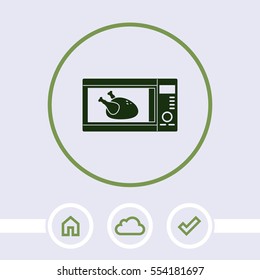 Microwave with chicken vector icon. 