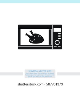 Microwave with chicken vector icon. 