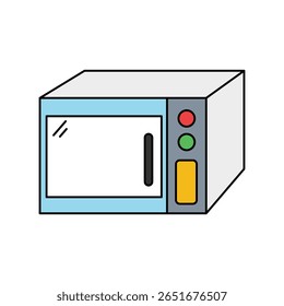 ícone de linha de cor de micro-ondas com ilustração de stock de vetor de fundo branco