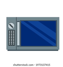 Microwave cooking appliance with oven vector kitchen illustration. Equipment microwave technology device for food cooking. Modern electronic household utensil appliance. Defrost home tool domestic